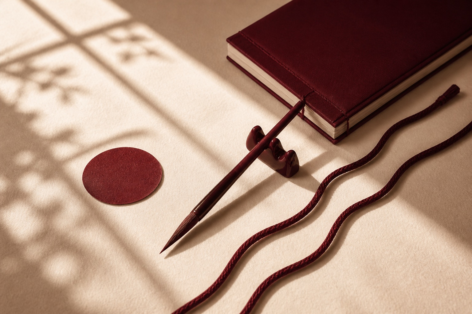 Pinceau, cordons ondulés, sceau et carnet de diagnostic